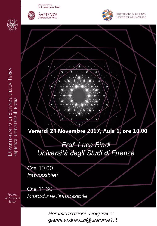 Seminari sulla scoperta e sulle condizioni di formazione dei quasicristalli, una nuova categoria di minerali ritenuti ''impossibili''