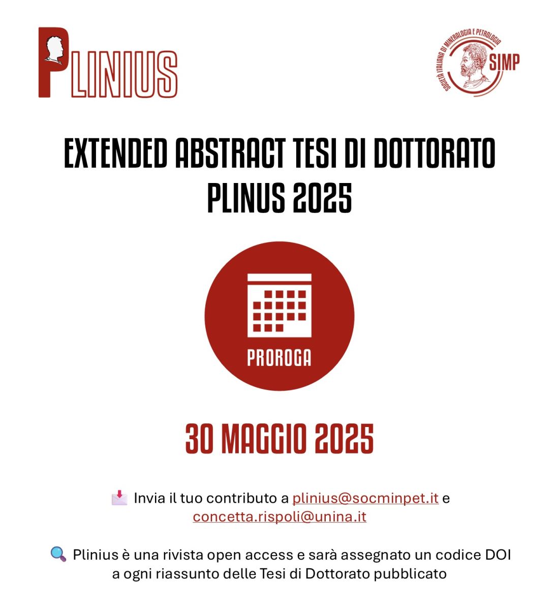 Proroga Call for extended abstract - Plinius 51/2025